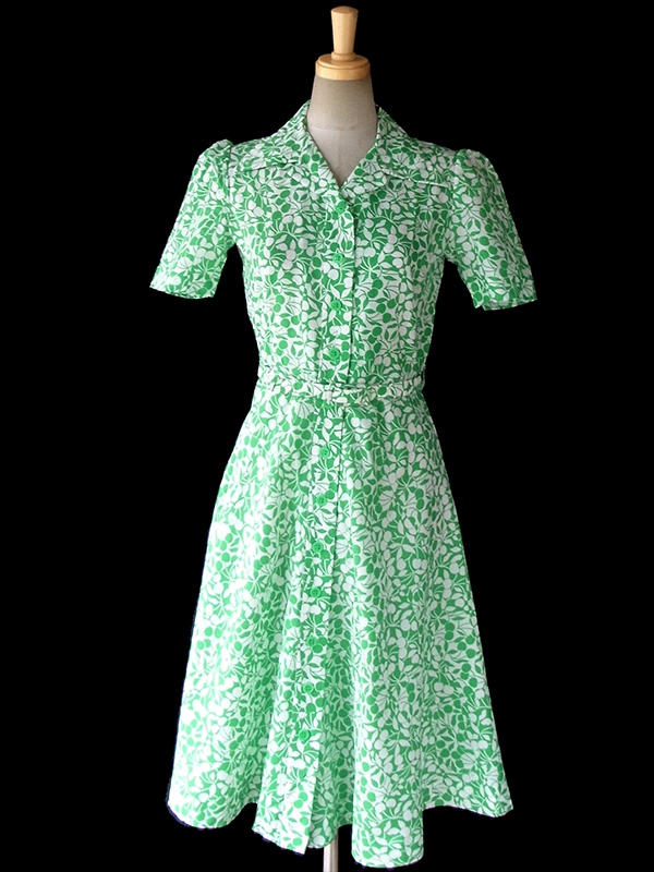 vintage ヨーロッパ 古着 花柄 パイピング パフスリーブ ワンピース European Puff Sleeve One Piece | ヨーロッパ パフスリーブ