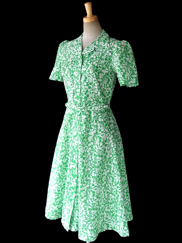 vintage ヨーロッパ 古着 花柄 パイピング パフスリーブ ワンピース European Puff Sleeve One Piece | ヨーロッパ パフスリーブ