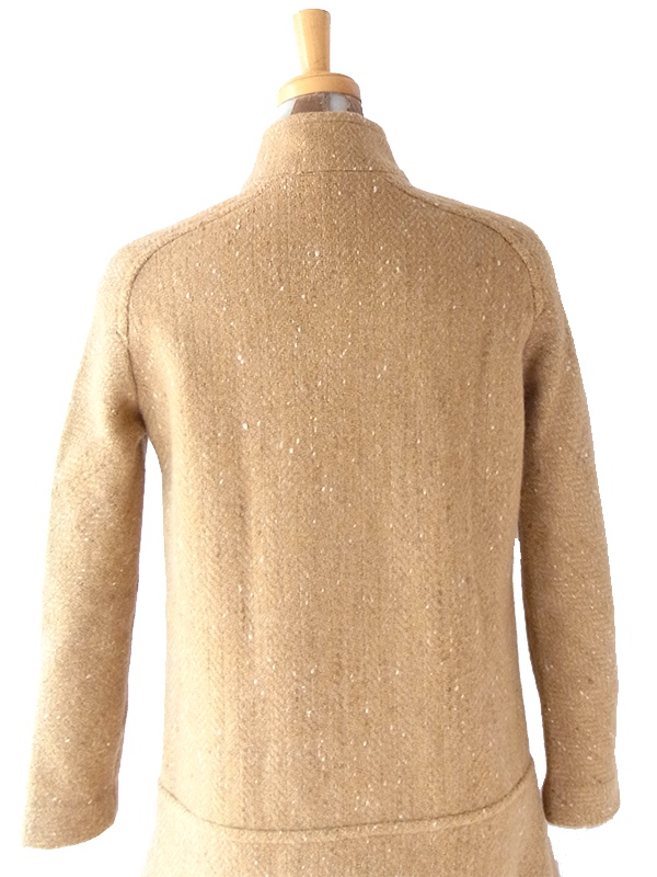 ヨーロッパ古着 60年代フランス製 キャメル X フロントジップ ヴィンテージ ウール ワンピース 16FC417