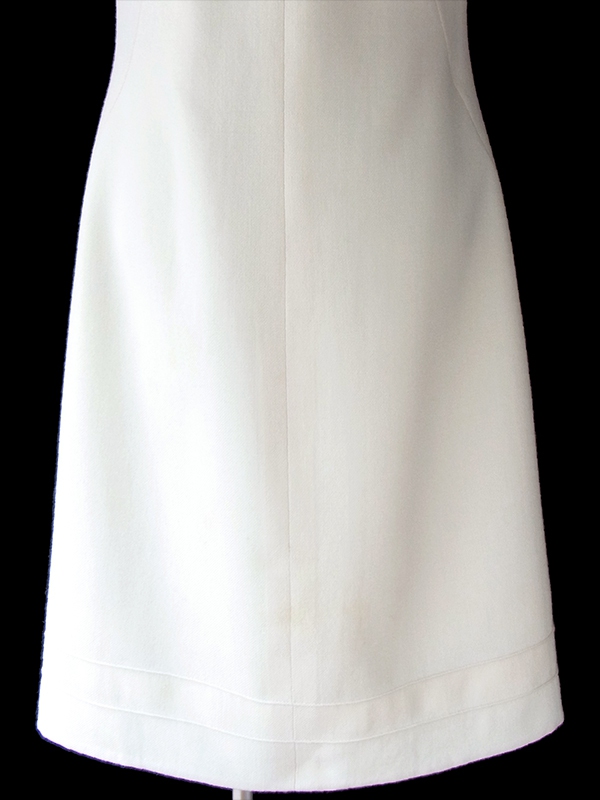 ヨーロッパ古着 フランス買い付け 60年代製 アイボリー X ラインストーン飾り ヴィンテージ ウール ドレス 16FC516