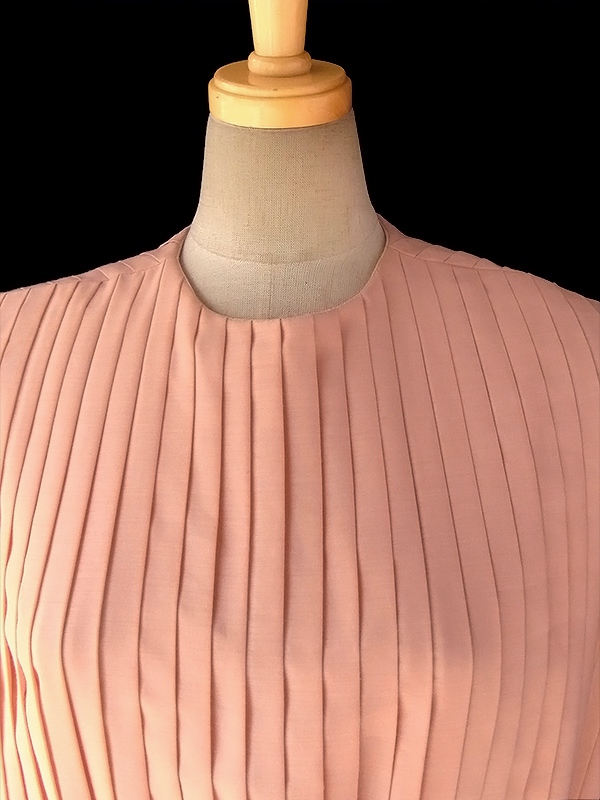 ヨーロッパ古着 ロンドン買い付け 60年代製 アプリコット 総プリーツ ヴィンテージ パーティードレス 16OM114