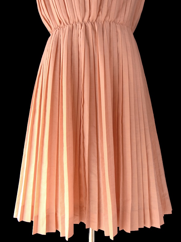 ヨーロッパ古着 ロンドン買い付け 60年代製 アプリコット 総プリーツ ヴィンテージ パーティードレス 16OM114