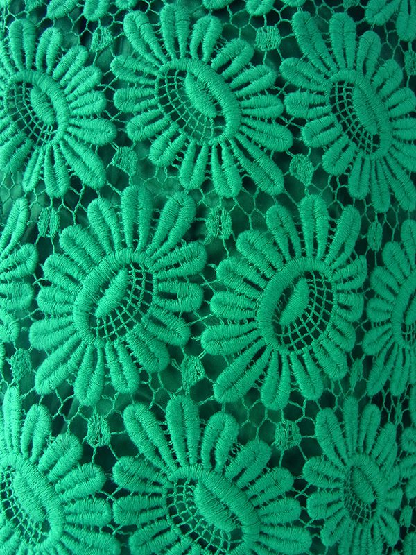 ヨーロッパ古着 ロンドン買い付け 60年代製 ビリジアングリーン X マーガレット柄総レース ワンピース 16OM303