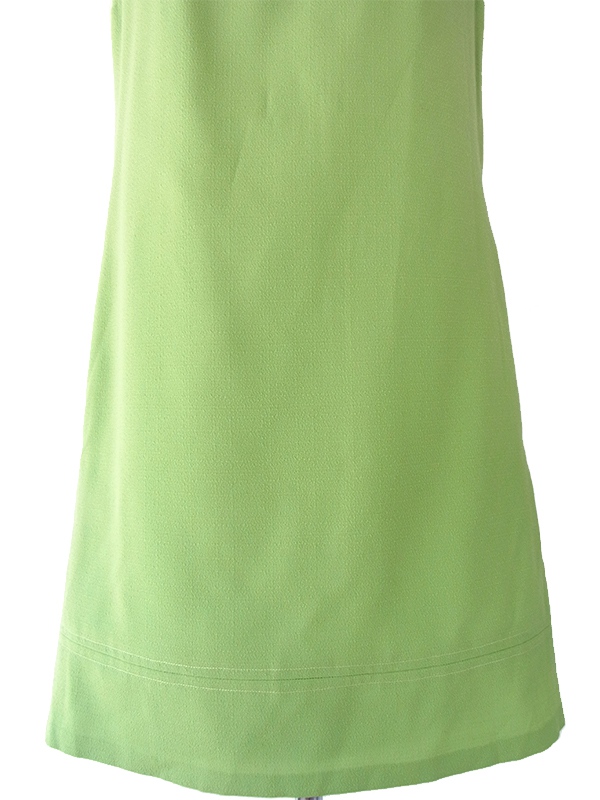 ヨーロッパ古着 ロンドン買い付け 60年代製 ウグイス色 X ホワイト フリルリボン ヴィンテージ ワンピース 16OM319