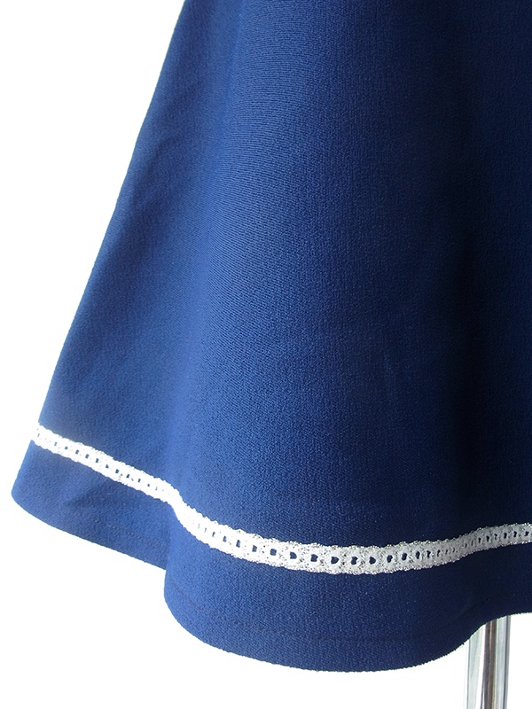 ヨーロッパ古着 ロンドン買い付け 60年代製 ロイヤルブルー X ホワイト・シルバーラメのテープ飾り ワンピース 16OM404