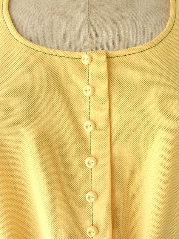 ヨーロッパ古着 ロンドン買い付け 60年代製 レモン色 X カラフル花柄刺繍 ベルト付き ヴィンテージ ワンピース 16OM414