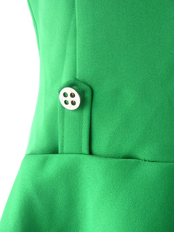 ヨーロッパ古着 ロンドン買い付け 60年代製 グリーン X ボタンデザイン ポケット付き レトロ ワンピース 16OM503