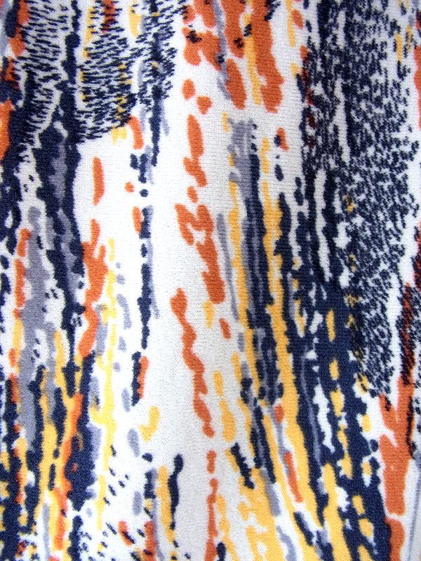 ヨーロッパ古着 ロンドン買い付け 70年代製 オフホワイト X ブラック・イエロー レトロ柄 ヴィンテージ ワンピース 16OM716