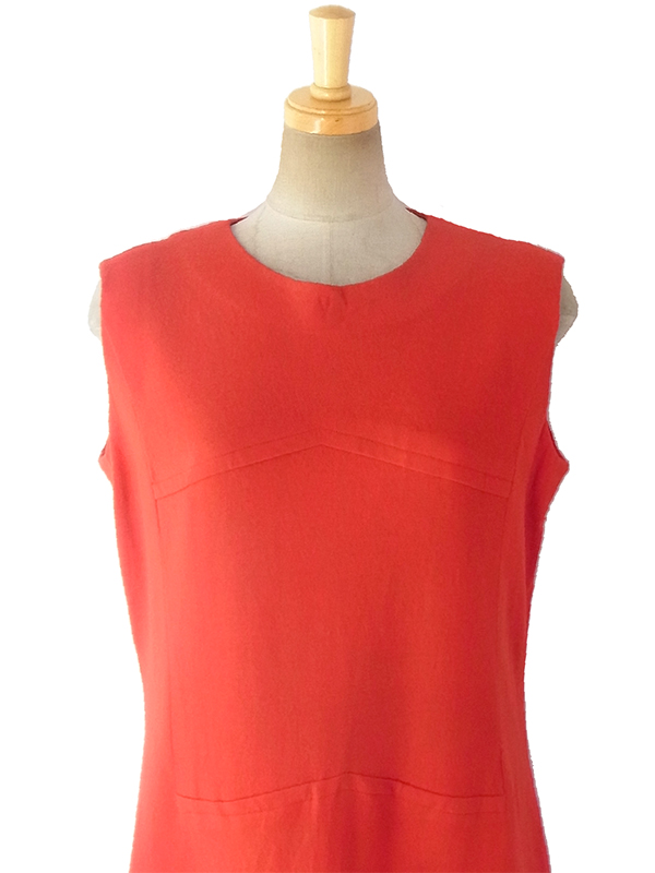 ヨーロッパ古着 ロンドン買い付け 60年代製 レッド X シームデザイン ヴィンテージ ウール ワンピース 16OM749