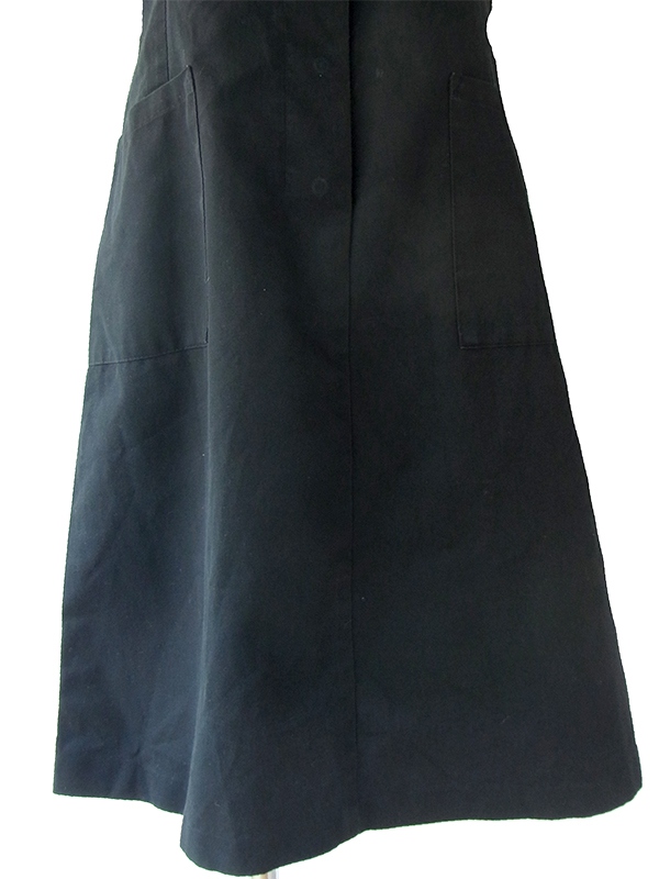 ヨーロッパ古着 60年代スコットランド製 ブラック X ホワイト襟・袖口 ポケット付き ワンピース 16OM912