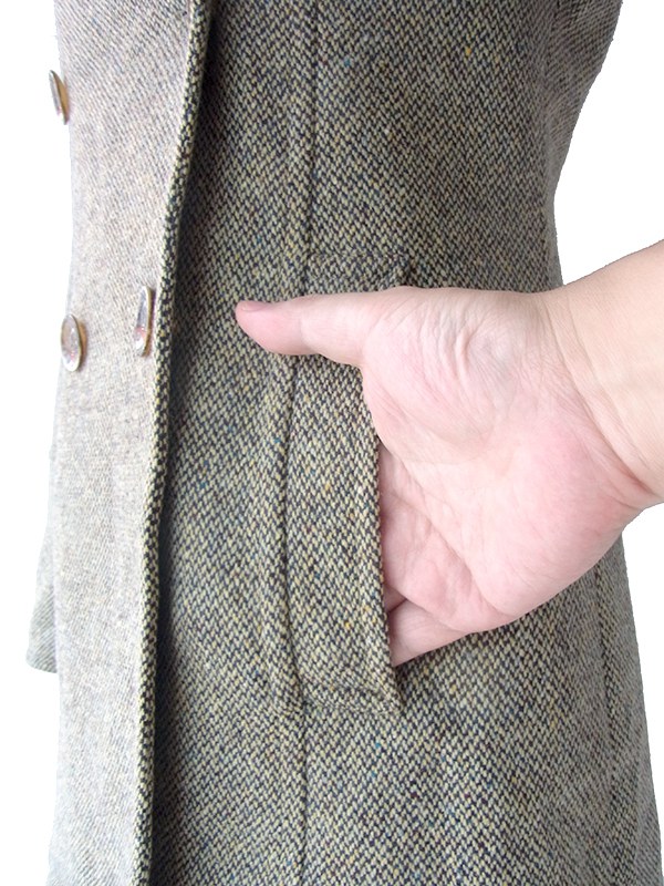 ヨーロッパ古着 ロンドン買い付け Paul Costelloe カーキ X ウール ツイード ジャケット コート 17BS108