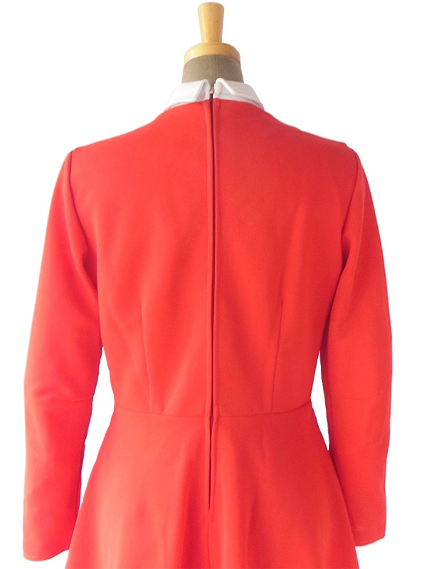 ヨーロッパ古着 ロンドン買い付け 70年代製 レッド X ホワイト 水玉ネクタイ付き セットアップ風 レトロ ワンピース 17BS200