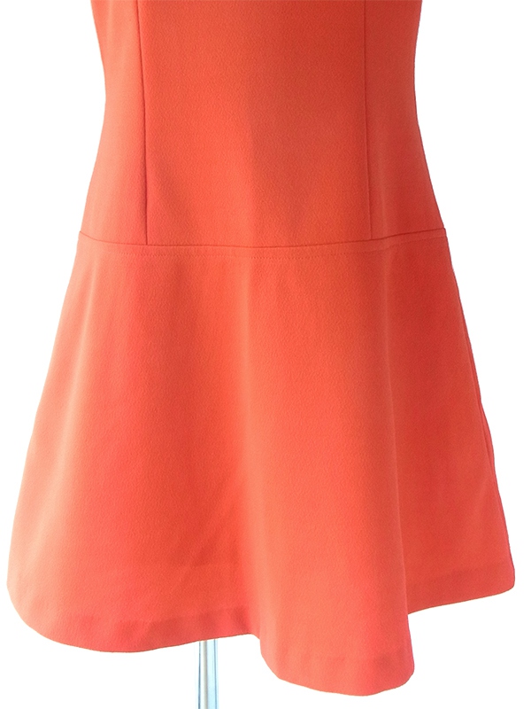 ヨーロッパ古着 ロンドン買い付け 70年代製 オレンジ X 胸元リボン シームデザイン レトロ ワンピース 17BS209