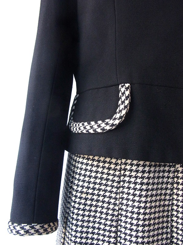 ヨーロッパ古着 ロンドン買い付け 60年代製 モノトーン X 千鳥格子 ウール ジャケット・ワンピース セットアップ 17BS224