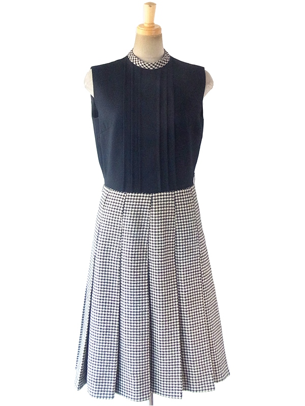ヨーロッパ古着 ロンドン買い付け 60年代製 モノトーン X 千鳥格子 ウール ジャケット・ワンピース セットアップ 17BS224