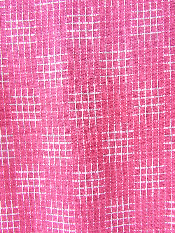 ヨーロッパ古着 フランス買い付け 70年代製 ピンク X ホワイト刺繍・レース飾り レトロ ワンピース 17FC100
