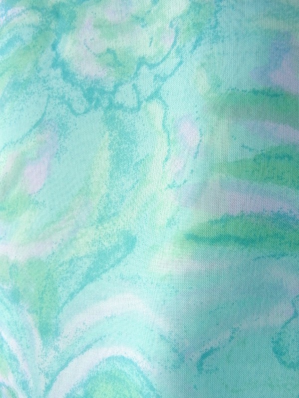 ヨーロッパ古着 フランス買い付け 60年代製 水色 X 水彩のような淡い模様 シフォン地 プリーツ ワンピース 17FC321