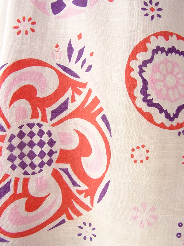 ヨーロッパ古着 60年代フランス製 Anik Robelin Paris 共布ベルト付き シルクワンピース 17FC324