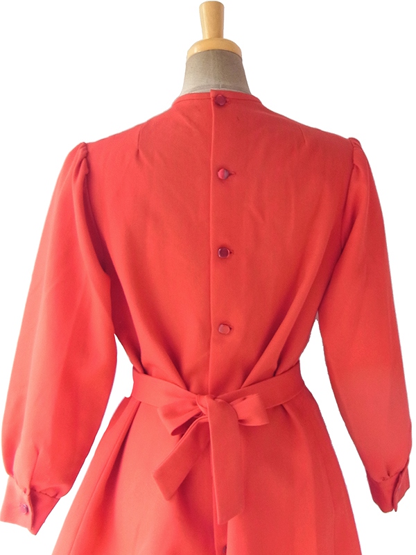 ヨーロッパ古着 フランス買い付け 60年代製 レッド X 美しいプリーツ ヴィンテージ ワンピース 17FC412