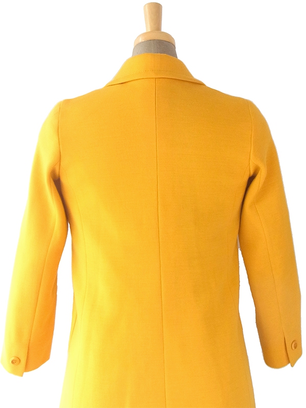 ヨーロッパ古着 60年代フランス製 イエロー X 可愛いポケット ヴィンテージ ウールコート 17FC422