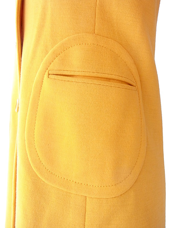 ヨーロッパ古着 60年代フランス製 イエロー X 可愛いポケット ヴィンテージ ウールコート 17FC422