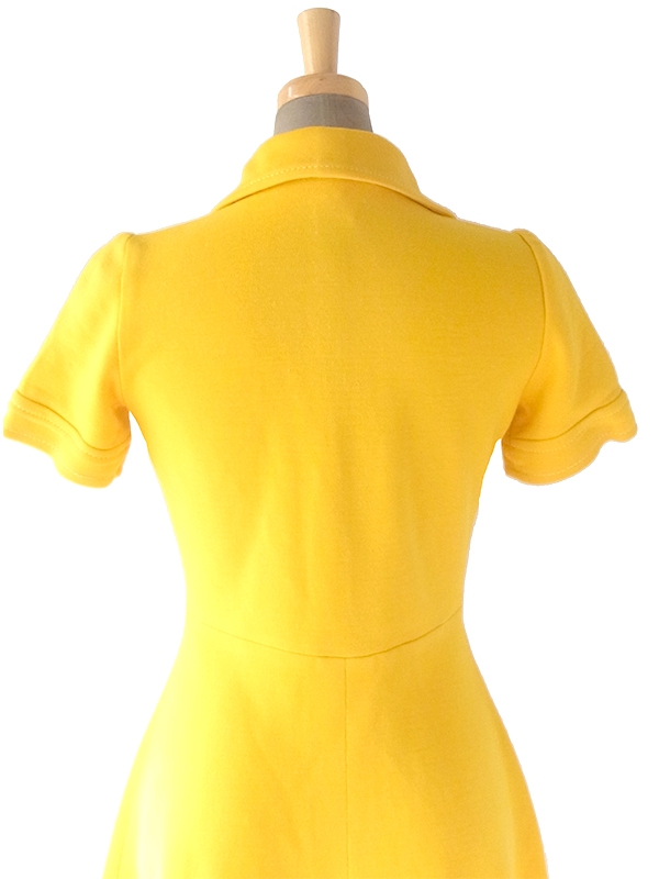 ヨーロッパ古着 フランス買い付け 60年代製 イエロー X ホワイト ビッグステッチ ヴィンテージ ワンピース 17FC503