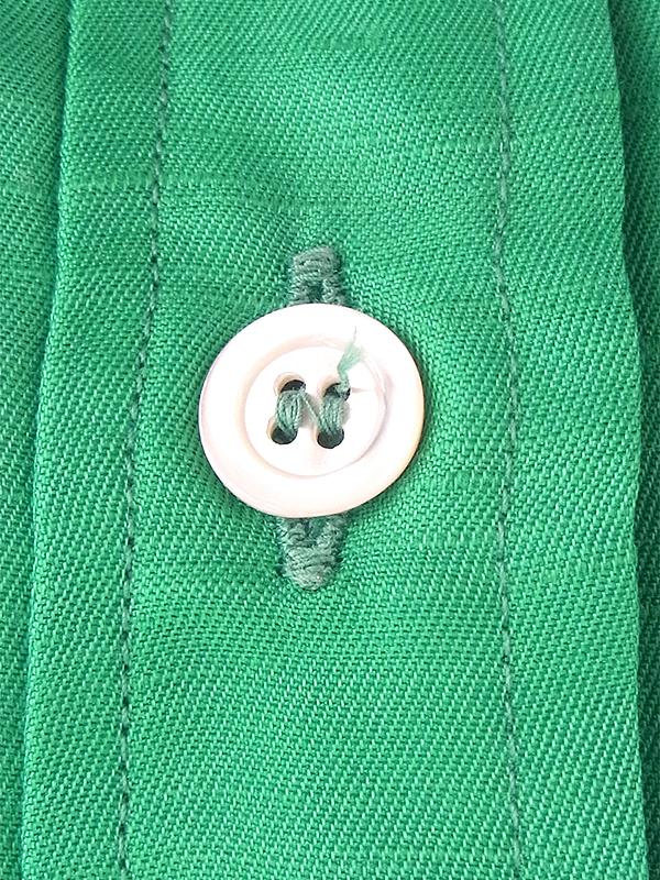 ヨーロッパ古着 60年代フランス製 光沢のあるエメラルドグリーン X ステッチデザイン サテン ワンピース 17FC507