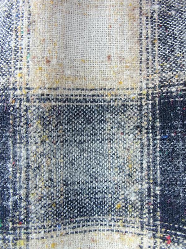 ヨーロッパ古着 フランス買い付け 60年代製 オフホワイト X ブラック チェック柄 ミックスツイード ラップスカート 17FC515