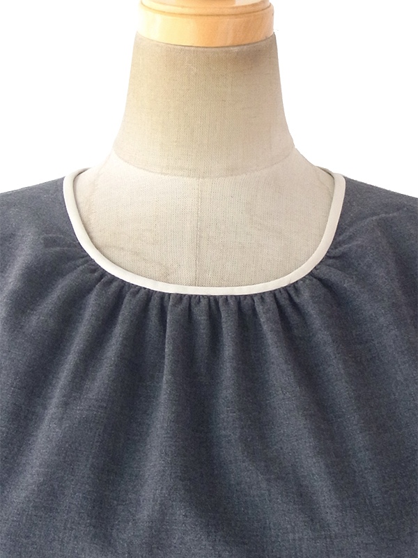 ヨーロッパ古着 ロンドン買い付け COACH グレイ X ネイビー 回転式留め具飾り バイカラー ドレス 18BS000