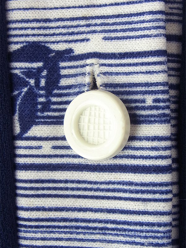 ヨーロッパ古着 ロンドン買い付け 70年代製 ネイビー X ホワイト 花柄・ボーダー 共布ベルト付き ヴィンテージ ワンピース 18BS104