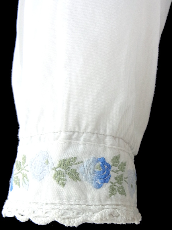 ヨーロッパ古着 ロンドン買い付け 60年代製 ホワイト X カットレース・花柄刺繍 ヴィンテージ ブラウス 18BS125