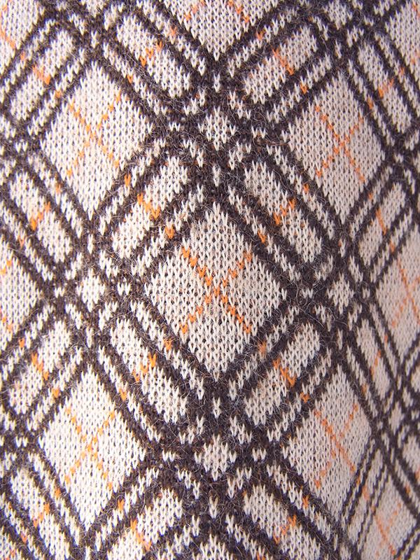 ヨーロッパ古着 60年代イタリア製 ベージュ X チェック柄 切り返し ベルト飾り ヴィンテージ ワンピース 18BS312