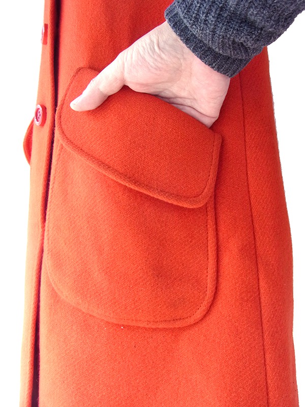 ヨーロッパ古着 フランス買い付け 60年代製 レッド X Aライン ヴィンテージ ウール コート 18FC003