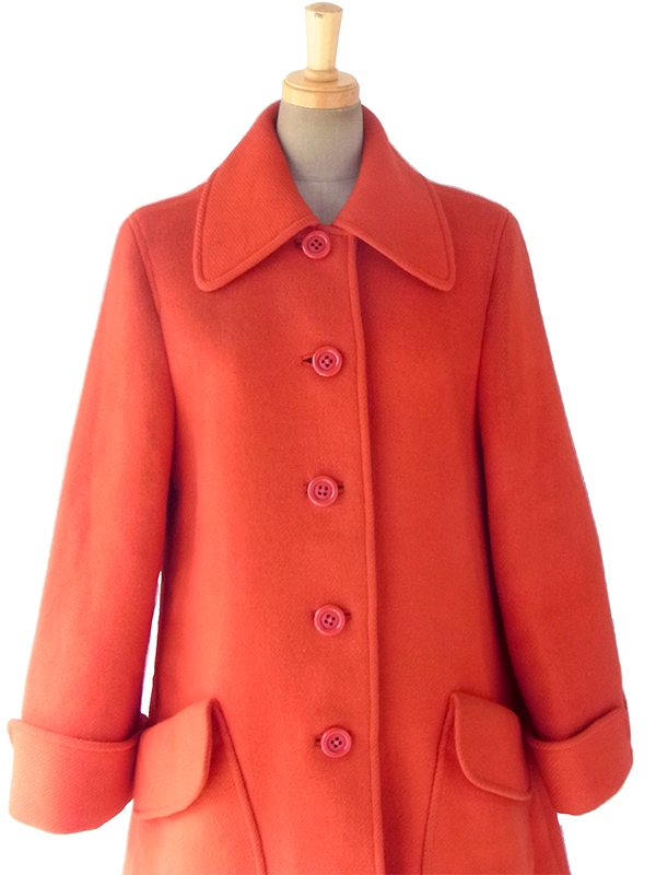 ヨーロッパ古着 フランス買い付け 60年代製 レッド X Aライン ヴィンテージ ウール コート 18FC003