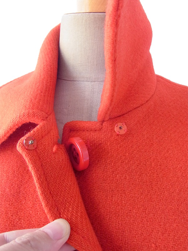 ヨーロッパ古着 フランス買い付け 60年代製 レッド X Aライン ヴィンテージ ウール コート 18FC003