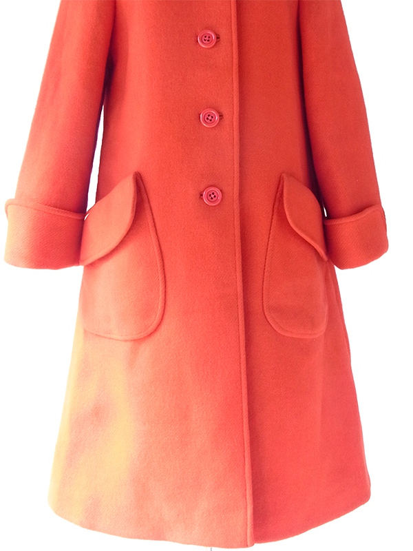 ヨーロッパ古着 フランス買い付け 60年代製 レッド X Aライン ヴィンテージ ウール コート 18FC003