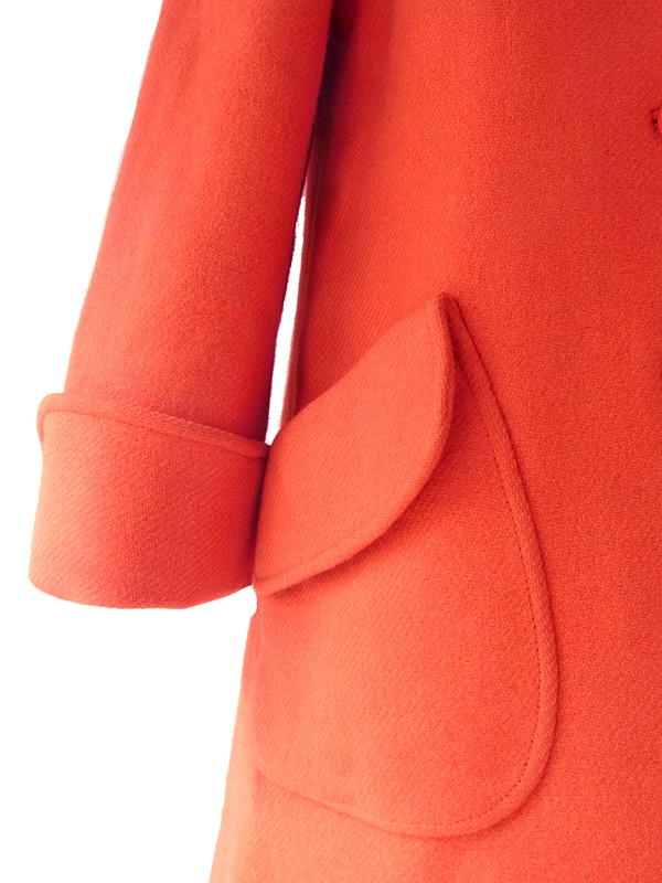 ヨーロッパ古着 フランス買い付け 60年代製 レッド X Aライン ヴィンテージ ウール コート 18FC003