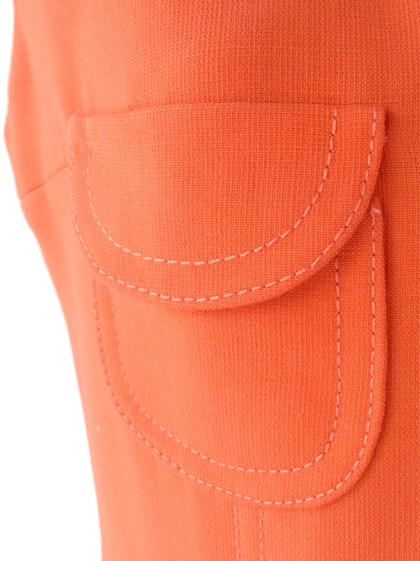 ヨーロッパ古着 フランス買い付け 60年代製 オレンジ X ビッグステッチ ウール ジャケット・ワンピース セットアップ 18FC009