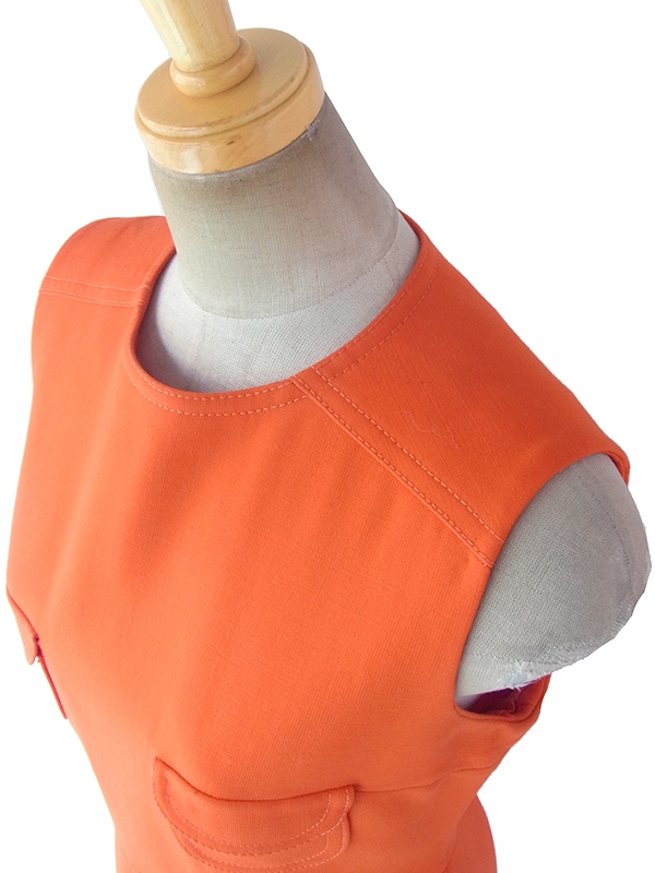 ヨーロッパ古着 フランス買い付け 60年代製 オレンジ X ビッグステッチ ウール ジャケット・ワンピース セットアップ 18FC009