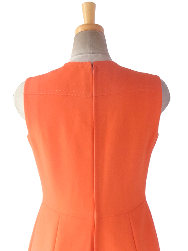 ヨーロッパ古着 フランス買い付け 60年代製 オレンジ X ビッグステッチ ウール ジャケット・ワンピース セットアップ 18FC009