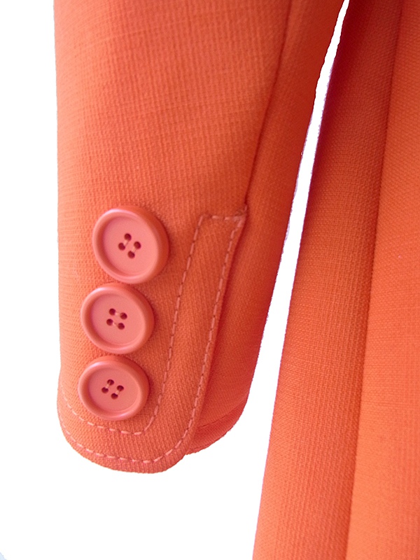 ヨーロッパ古着 フランス買い付け 60年代製 オレンジ X ビッグステッチ ウール ジャケット・ワンピース セットアップ 18FC009