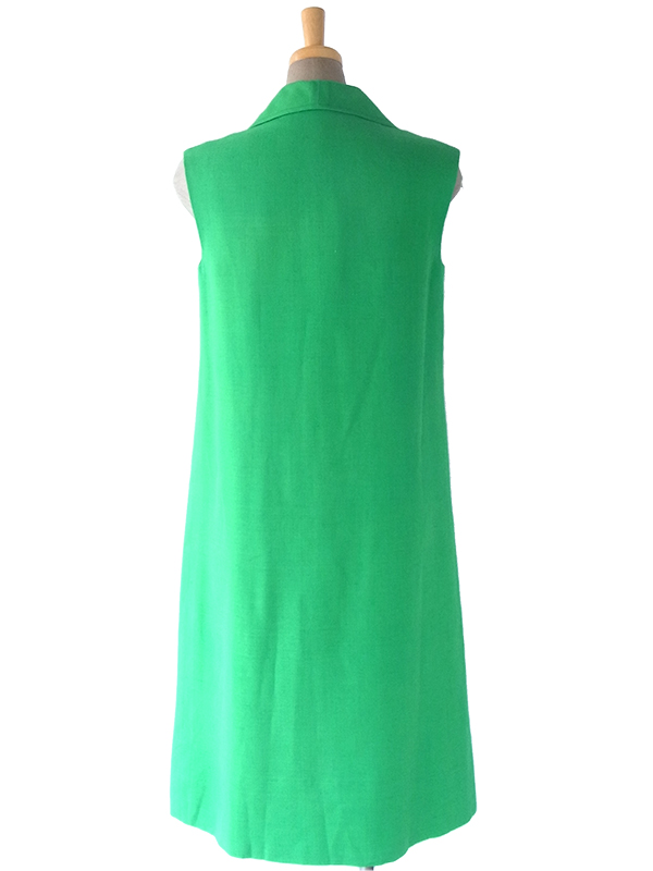 ヨーロッパ古着 フランス買い付け 60年代製 美しいグリーン X シームデザイン ポケット付き ヴィンテージ ワンピース 18FC116