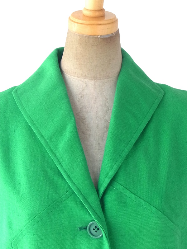 ヨーロッパ古着 フランス買い付け 60年代製 美しいグリーン X シームデザイン ポケット付き ヴィンテージ ワンピース 18FC116
