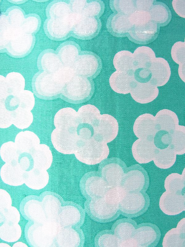 ヨーロッパ古着 フランス買い付け 60年代製 エメラルドブルー X ホワイト 花柄 プリーツ スカート 18FC315