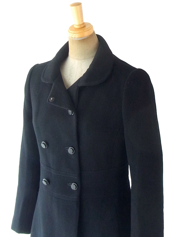 ヨーロッパ古着 フランス買い付け 60年代製 ブラック X シームデザイン ヴィンテージ ウール コート 18FC501