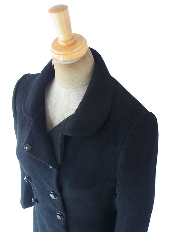 ヨーロッパ古着 フランス買い付け 60年代製 ブラック X シームデザイン ヴィンテージ ウール コート 18FC501