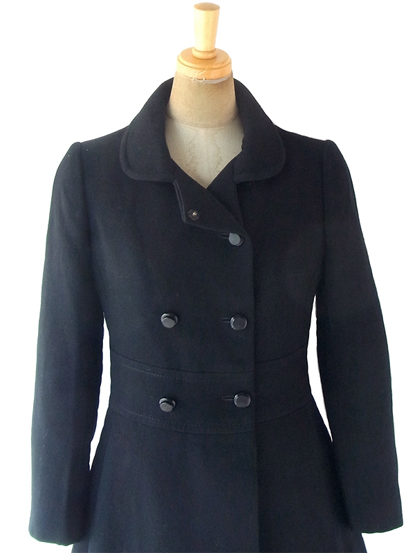 ヨーロッパ古着 フランス買い付け 60年代製 ブラック X シームデザイン ヴィンテージ ウール コート 18FC501