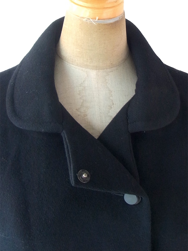 ヨーロッパ古着 フランス買い付け 60年代製 ブラック X シームデザイン ヴィンテージ ウール コート 18FC501