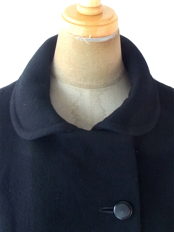 ヨーロッパ古着 フランス買い付け 60年代製 ブラック X シームデザイン ヴィンテージ ウール コート 18FC501