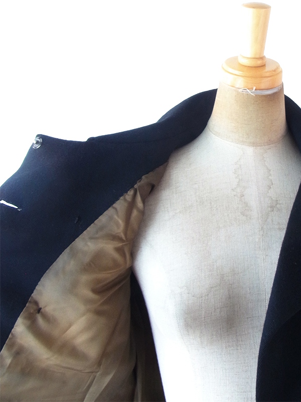 ヨーロッパ古着 フランス買い付け 60年代製 ブラック X シームデザイン ヴィンテージ ウール コート 18FC501